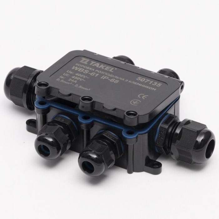 Коробка розподільча з клемником WBS-61 IP-68 на 6 отворів TAKEL