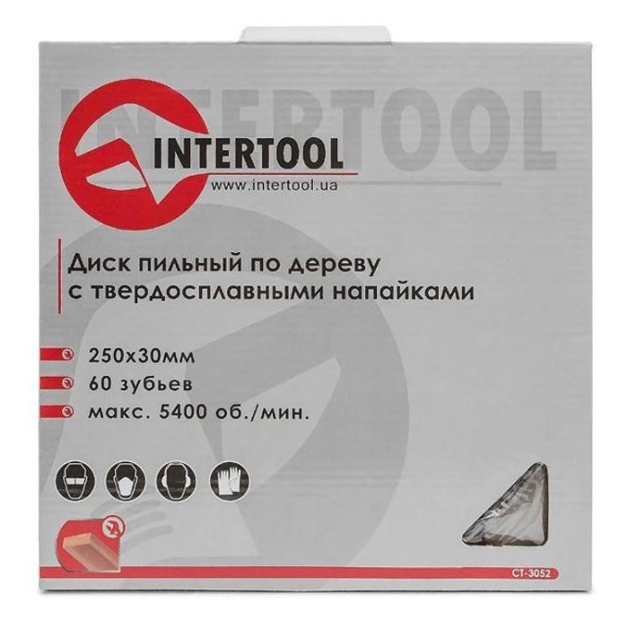 купить купить Диск пильный по дереву с твердосплавными напайками 250x30x1,7 мм; 60 зубьев INTERTOOL CT-3052  