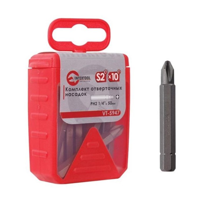 купить купить Комплект отверточных насадок PH2 1/4&quot;x 50 мм - 10 шт. INTERTOOL VT-5947  