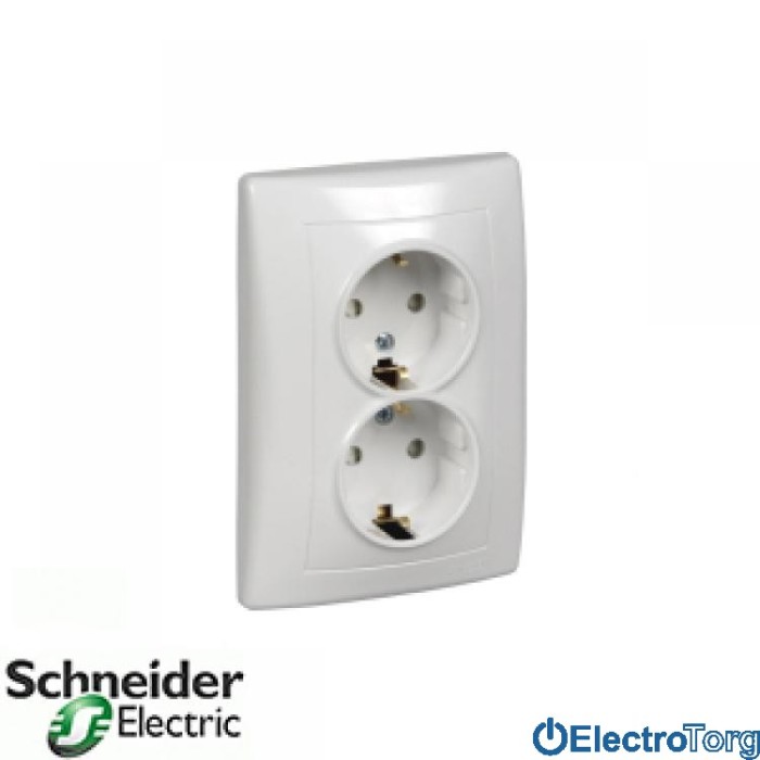 Розетка двойная с заземлением белая Sedna Schneider Electric (Шнайдер Электрик)