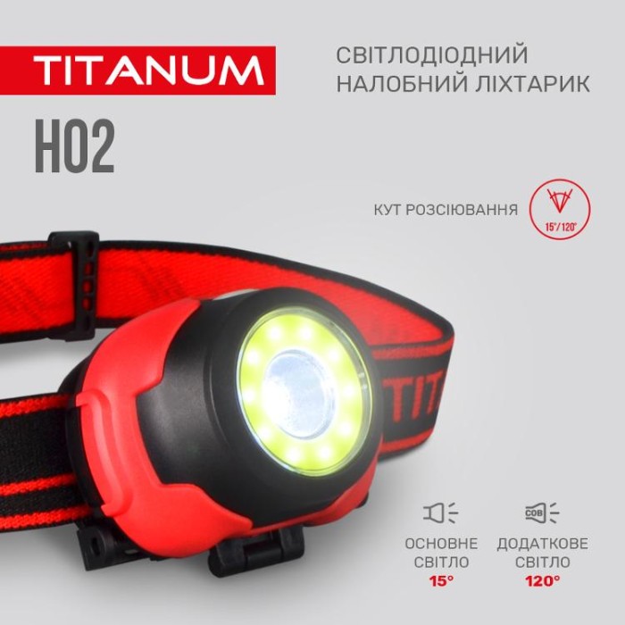 купить купить Налобний світлодіодний ліхтарик TITANUM TLF-H02 100Lm 6500K  