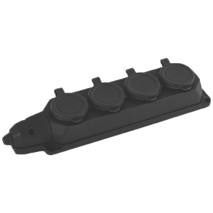 Колодка 4 гнізда з/з, 16А, каучук, (IP44), AY-KA, (55 400 00)