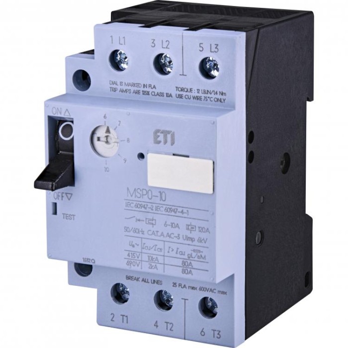 купить купить Автоматичний вимикач захисту двигуна MSP0-10 (3-4 kW, 6-10A) ETI  