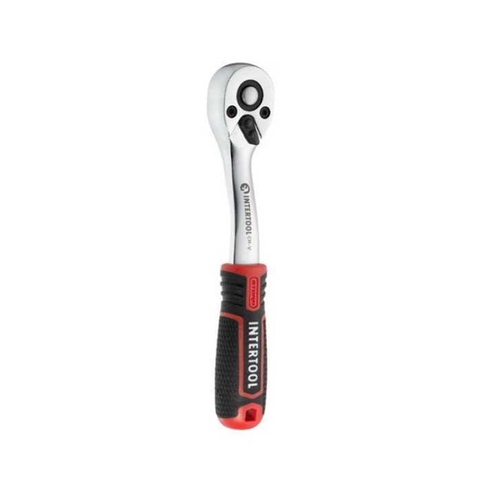 купить купить Набор головок 1/4&quot;4-14 мм., TORX, PH, HEX, SL, удлинитель, рукоятка с храповым механизмом 72 зуба, 28ед., Cr-V STORM INTERTOOL ET-8018  