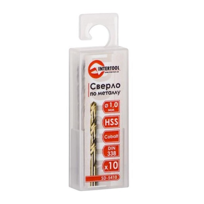 купить купить Сверло кобальтовое по металлу 1.0 мм HSS-Co, DIN338 INTERTOOL SD-5410  