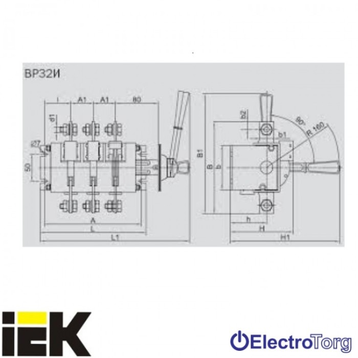 Выключатель-разъединитель серии ВР32И-37A31240 400А передняя рукоятка ИЭК