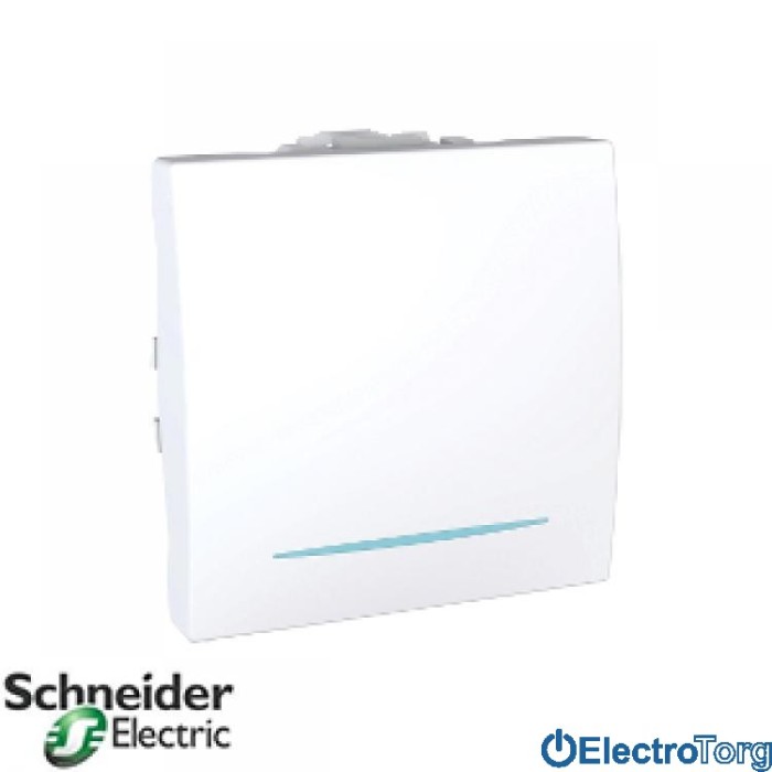 Переключатель (проходной выключатель) 1-клавишный с подсветкой 10AX белый Unica Schneider