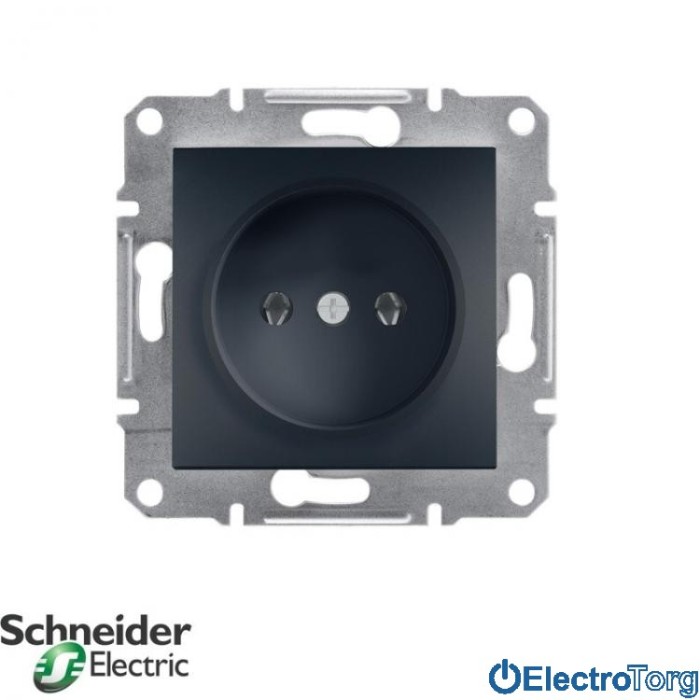Розетка без заземления одинарная антрацит Asfora Schneider Electric (Шнайдер Электрик)