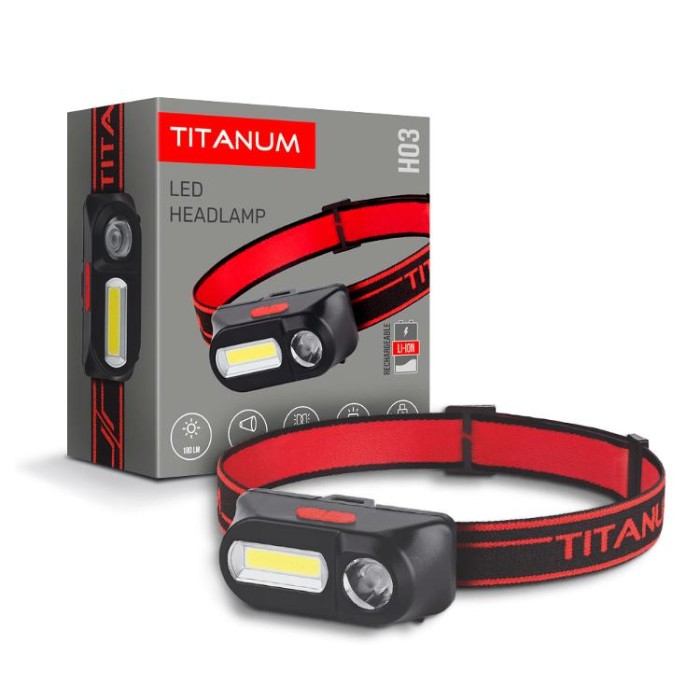купить купить Налобний світлодіодний ліхтарик TITANUM TLF-H03 180Lm 6500K  