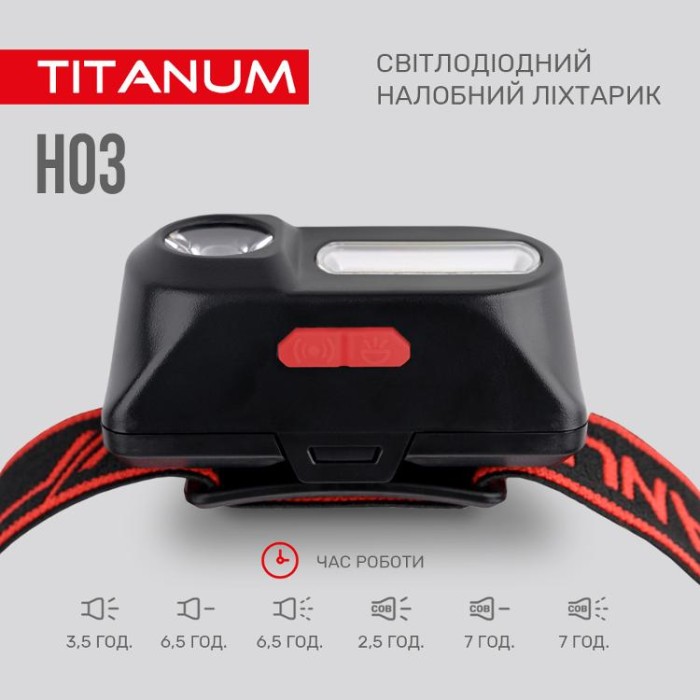 купить купить Налобний світлодіодний ліхтарик TITANUM TLF-H03 180Lm 6500K  
