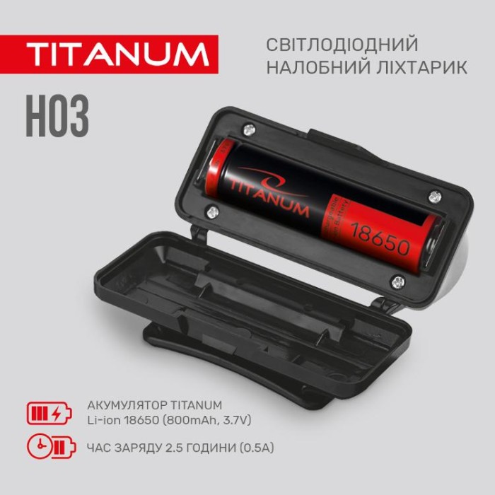 купить купить Налобний світлодіодний ліхтарик TITANUM TLF-H03 180Lm 6500K  