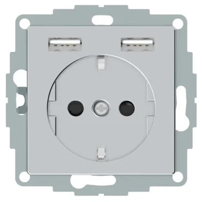 купить купить Розетка Schuko с 2- USB 2,4 A алюминий SM Schneider Electric (Шнайдер Электрик)  