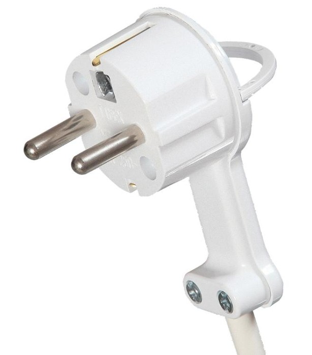 Вилка з/з, кутова, плоска, 16А, &amp;quot;СВІТ-БУД електро&amp;quot;, біла (WT-16UP white)