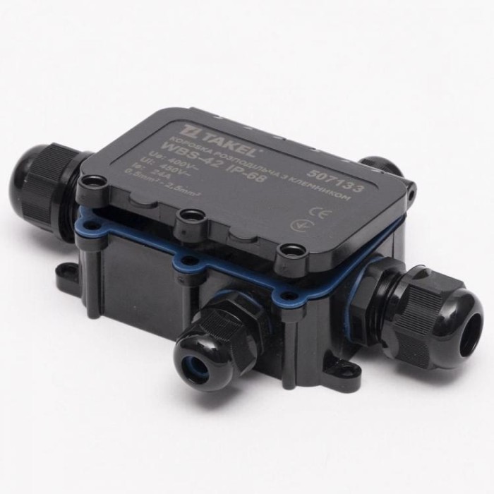 Коробка розподільча з клемником WBS-42 IP-68 на 4 отвори TAKEL
