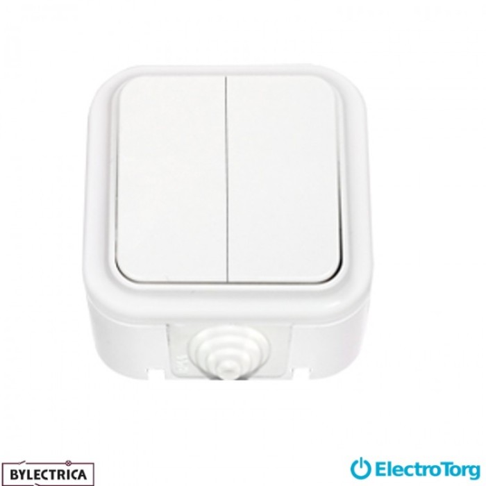 купить купить Выключатель 2-клавишный IP-44 Пралеска белый А56-224 BYLECTRICA  