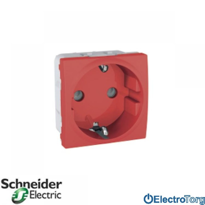 Розетка с заземлением 16А красная Unica Schneider
