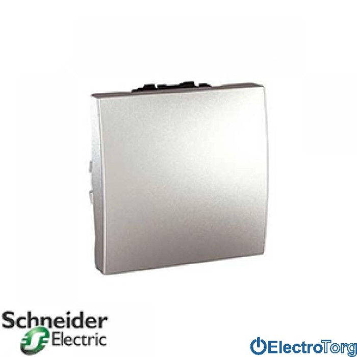 Переключатель (проходной выключатель) 1-клавишный 16AX алюминиевый Unica Schneider