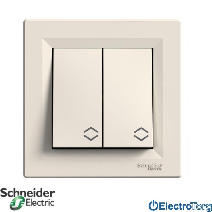 Переключатель двухклавишный кремовый Asfora Schneider Electric (Шнайдер Электрик)
