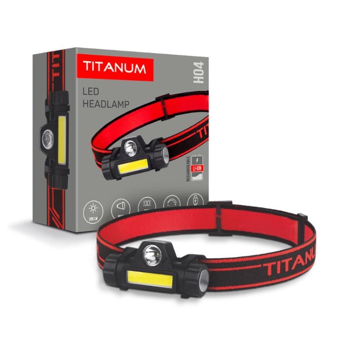 купить купить Налобний світлодіодний ліхтарик TITANUM TLF-H04 200Lm 6500K  