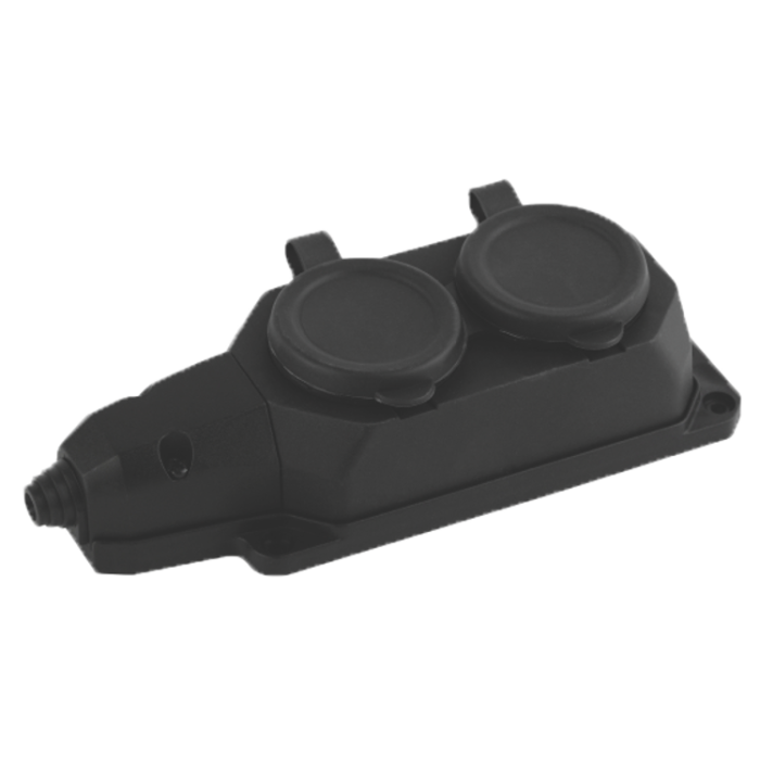 Колодка 2 гнізда з/з, 16А, каучук, (IP44), AY-KA, (55 200 00)