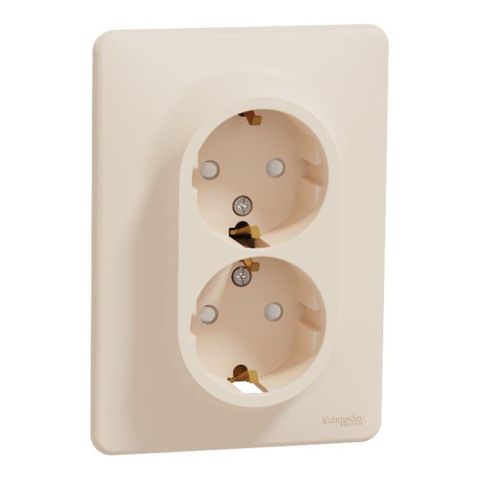 Подвійна розетка з заземленням та зі шторками Бежевий Sedna Design Schneider Electric