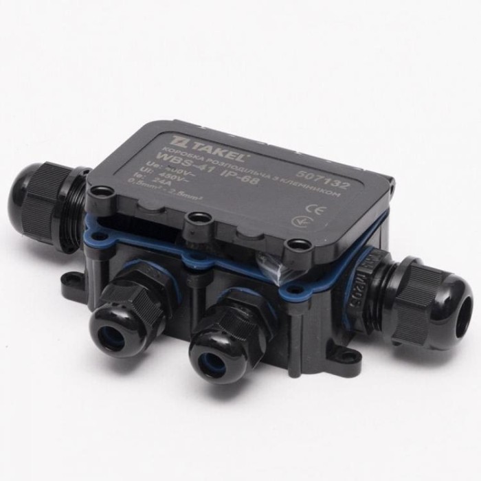 Коробка розподільча з клемником WBS-41 IP-68 на 4 отвори TAKEL