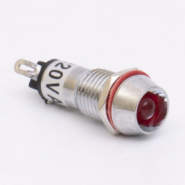 Світлодіодний індикатор металевий AD22C-10 24v AС/DС, червоний, Takel