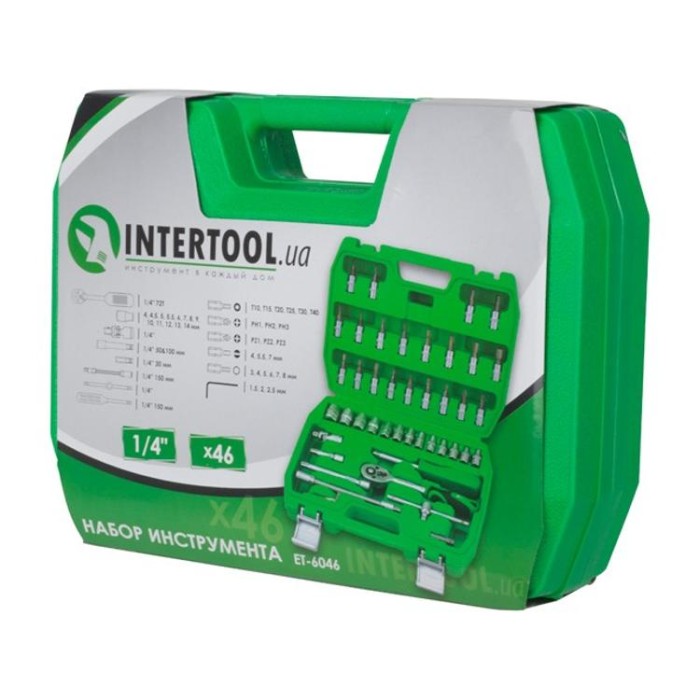 купить купить Набор инструментов 46шт, 1/4&quot;, Cr-V INTERTOOL ET-6046  