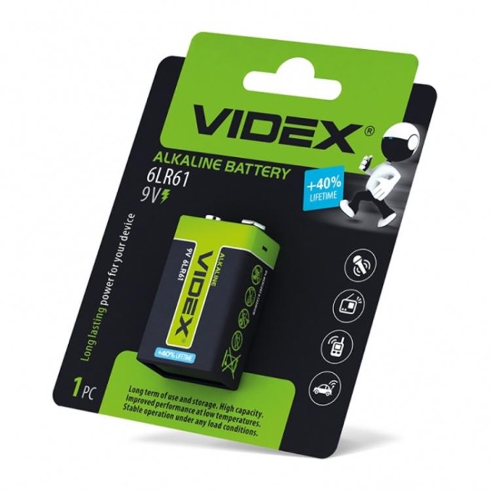 купить купить Батарейка лужна Videx 6LR61/9V (Крона) 1шт BLISTER  