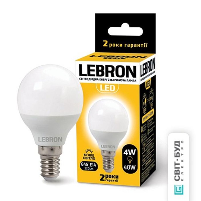 купить купить LED лампа L-G45, 4W, Е14, 3000K, 320Lm, угол 240° Lebron  
