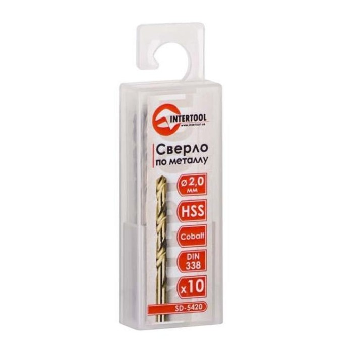 купить купить Сверло кобальтовое по металлу 2,0 мм HSS-Co, DIN 338 INTERTOOL SD-5420  