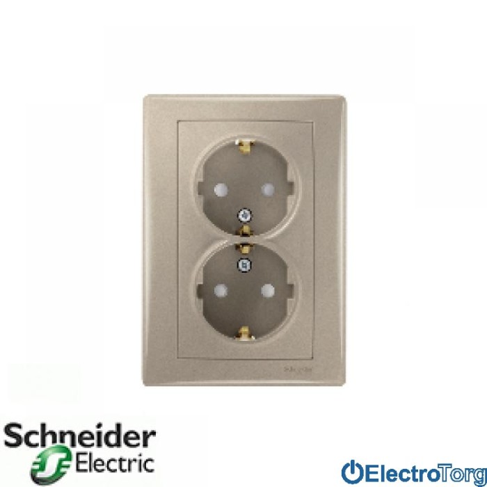 Розетка двойная с заземлением титановая Sedna Schneider Electric (Шнайдер Электрик)