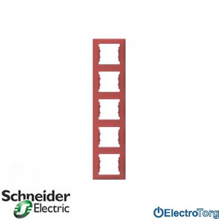 Рамка пятерная вертикальная красная Sedna Schneider Electric (Шнайдер Электрик)