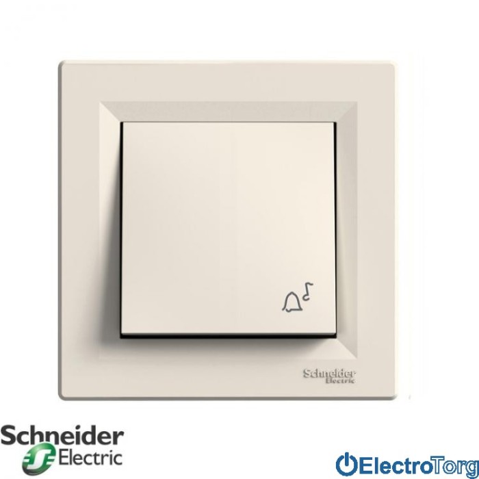 Выключатель кнопочный одноклавишный (символ звонок) кремовый Asfora Schneider Electric (Шнайдер Электрик)