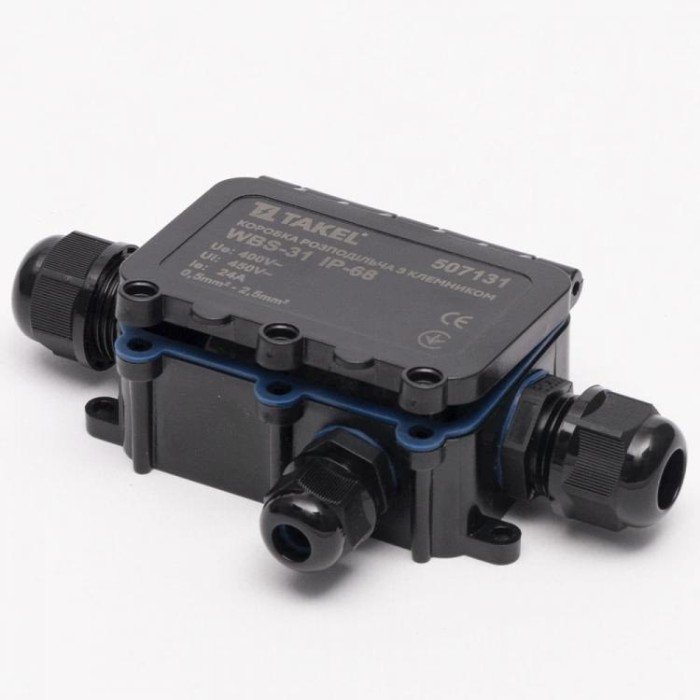 Коробка розподільча з клемником WBS-31 IP-68 на 3 отвори TAKEL