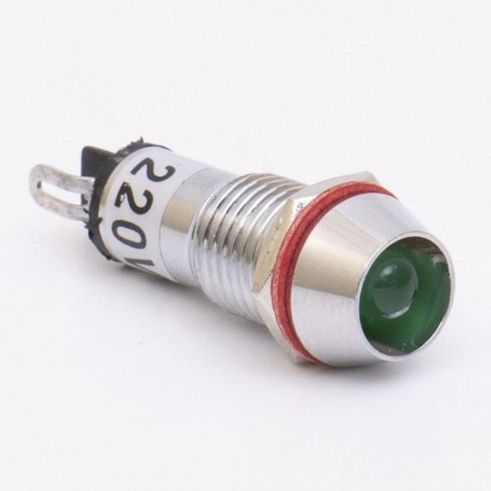 Світлодіодний індикатор металевий AD22C-10 24v AС/DС, зелений, Takel