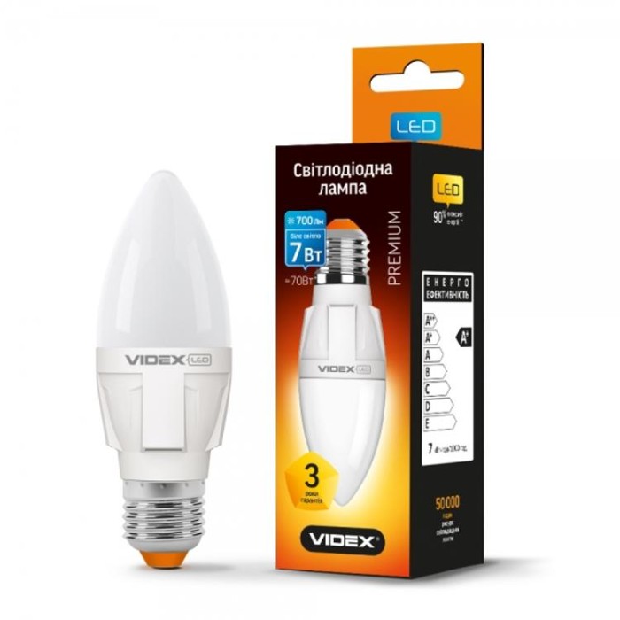 купить купить LED лампа C37 7W E27 4100K VIDEX  