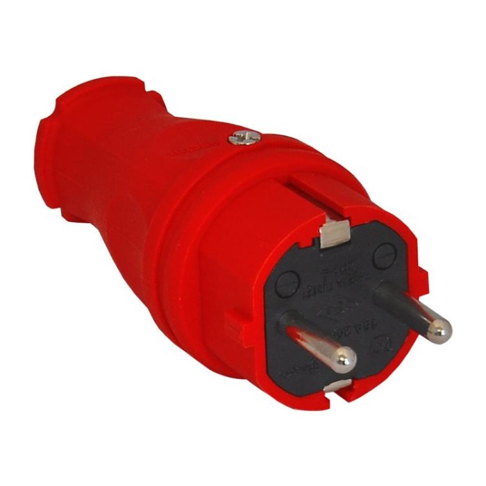 купить купить Вилка прямая с заземлением, 16А, каучук красная (IP44), TP electric (3101-301-1600)  