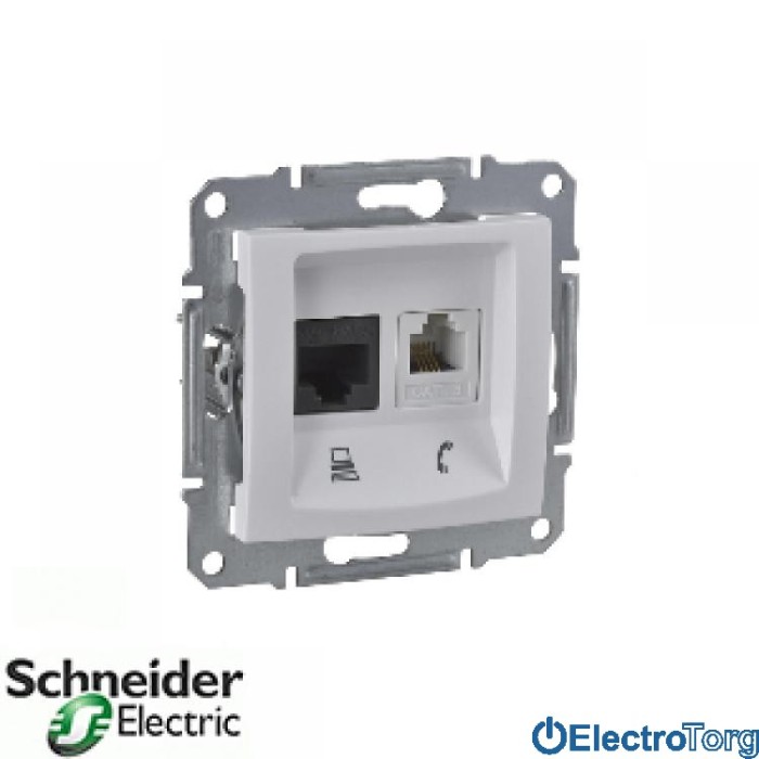 Телефонная+компьютерная розетка RJ11+RJ45 5e UTP белая Sedna Schneider Electric (Шнайдер Электрик)