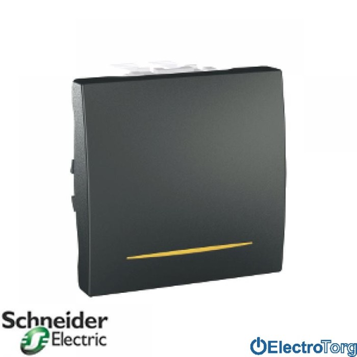Переключатель (проходной выключатель) 1-клавишный 10AX с индикатором графитовый Unica Schneider