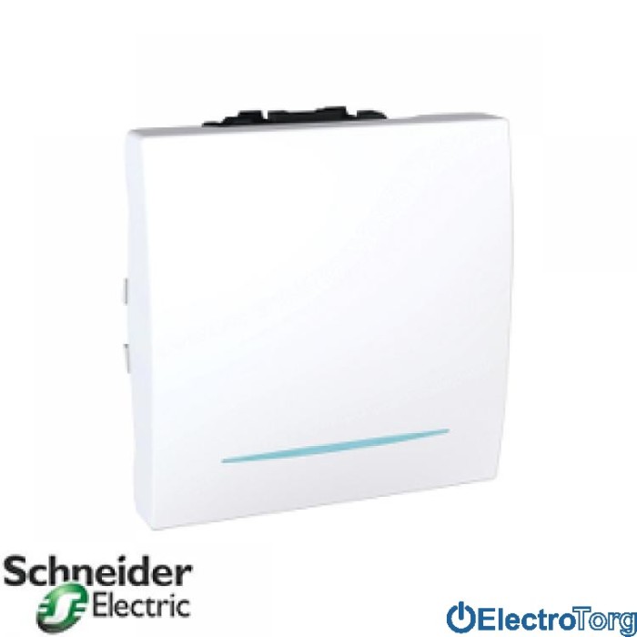 Переключатель (проходной выключатель) 1-клавишный с подсветкой 16AX белый Unica Schneider