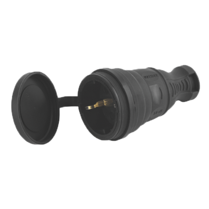 Розетка переносна з/з, 16А, каучук, (IP44), AY-KA, (55 117 00)