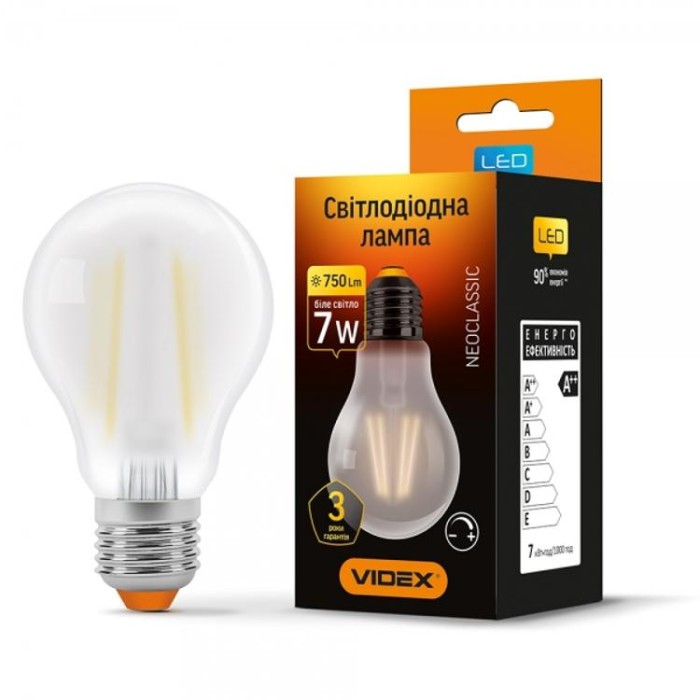 купить купить LED лампа Filament A60FMD 7W E27 4100K диммерная VIDEX  