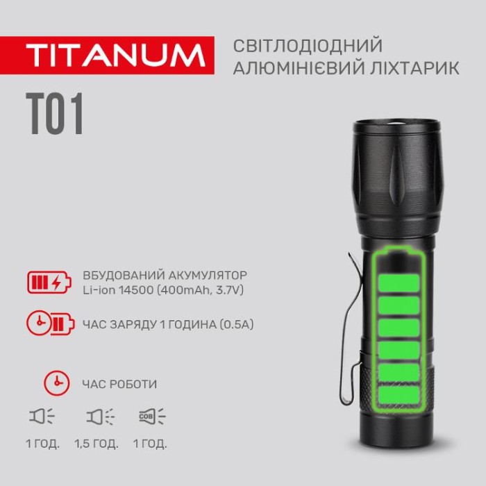купить купить Портативний світлодіодний ліхтарик TITANUM TLF-T01 120Lm 6500K  