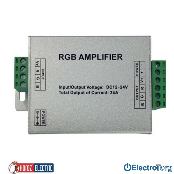 купить купить Усилитель контроллера &quot;AMPLIFIER-24A&quot; RGB 288W  24A 12-24V HOROZ ELECTRIC  