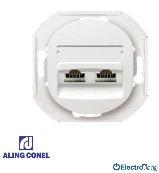 купить купить Розетка 2-я компьютерная 2*RJ45 Cat5e UTP (белая) Aling-Conel Eon  