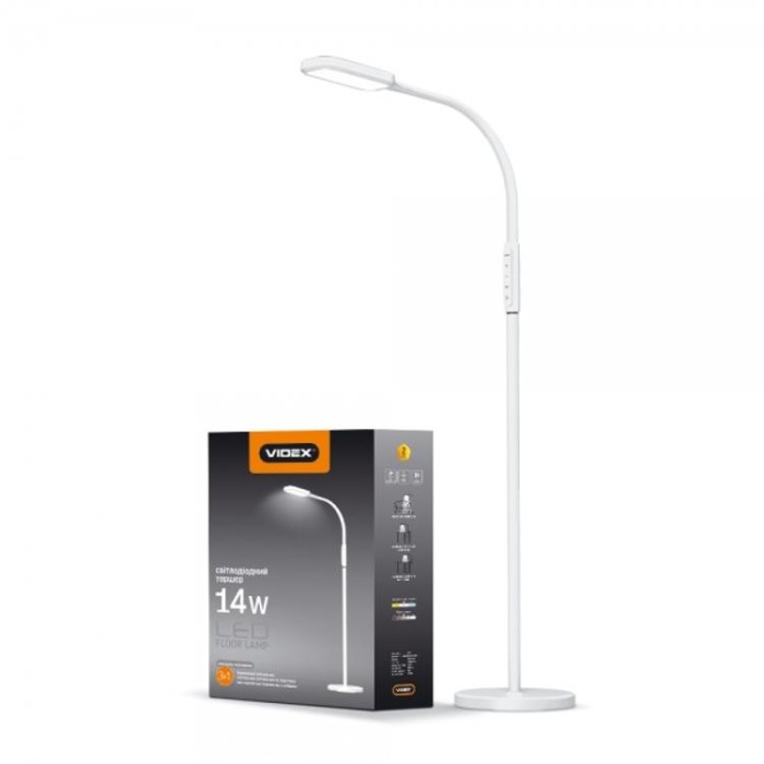 купить купить LED торшер белый TF07W 14W 3000-5500K VIDEX  