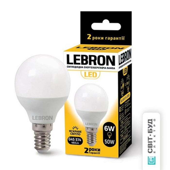 купить купить LED лампа L-G45, 6W, Е14, 4100K, 480Lm, угол 220° Lebron  