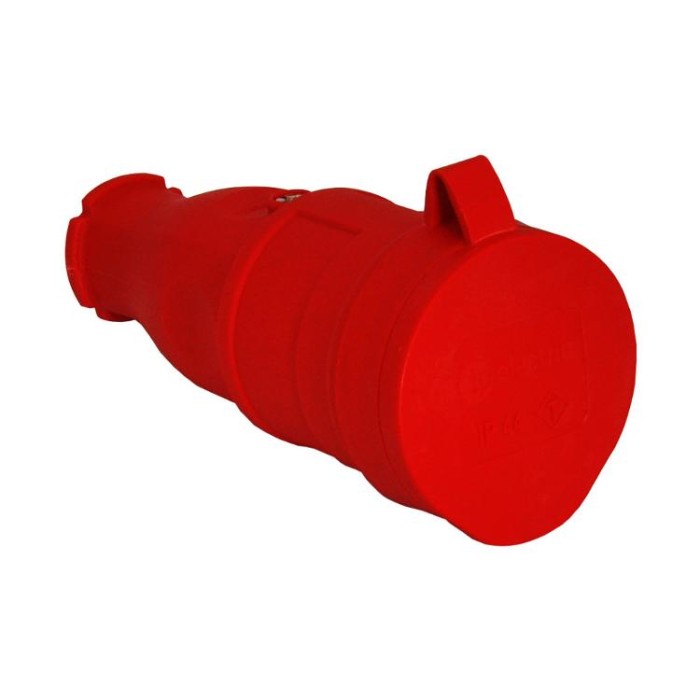купить купить Розетка с заземлением, 16А, каучук красная, (IP44), TP electric (3101-304-1600)  