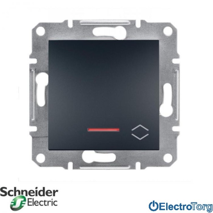 Переключатель одноклавишный с подсветкой антрацит Asfora Schneider Electric (Шнайдер Электрик)